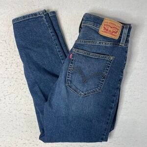 Levi's High Waisted Mom Jean Womens 29 Blue Denim Tapered Leg Stretch